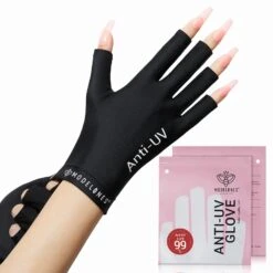 Black Anti-UV Light Glove For Nails Salon Professional UPF 99+