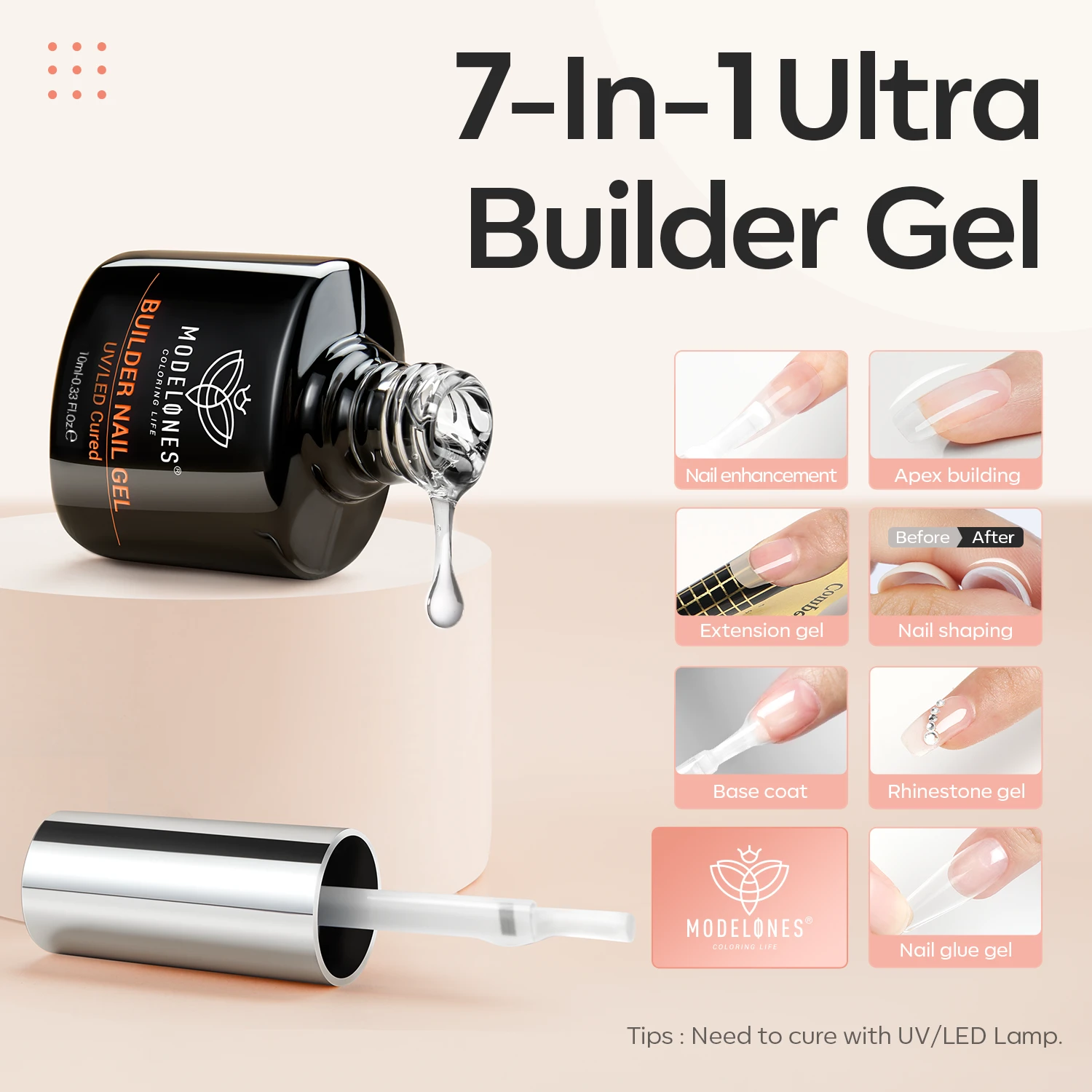 2Pcs 7-in-1 Builder Nail Gel - Clear 4 2Pcs 7-in-1 Builder Nail Gel - Clear - Image 2