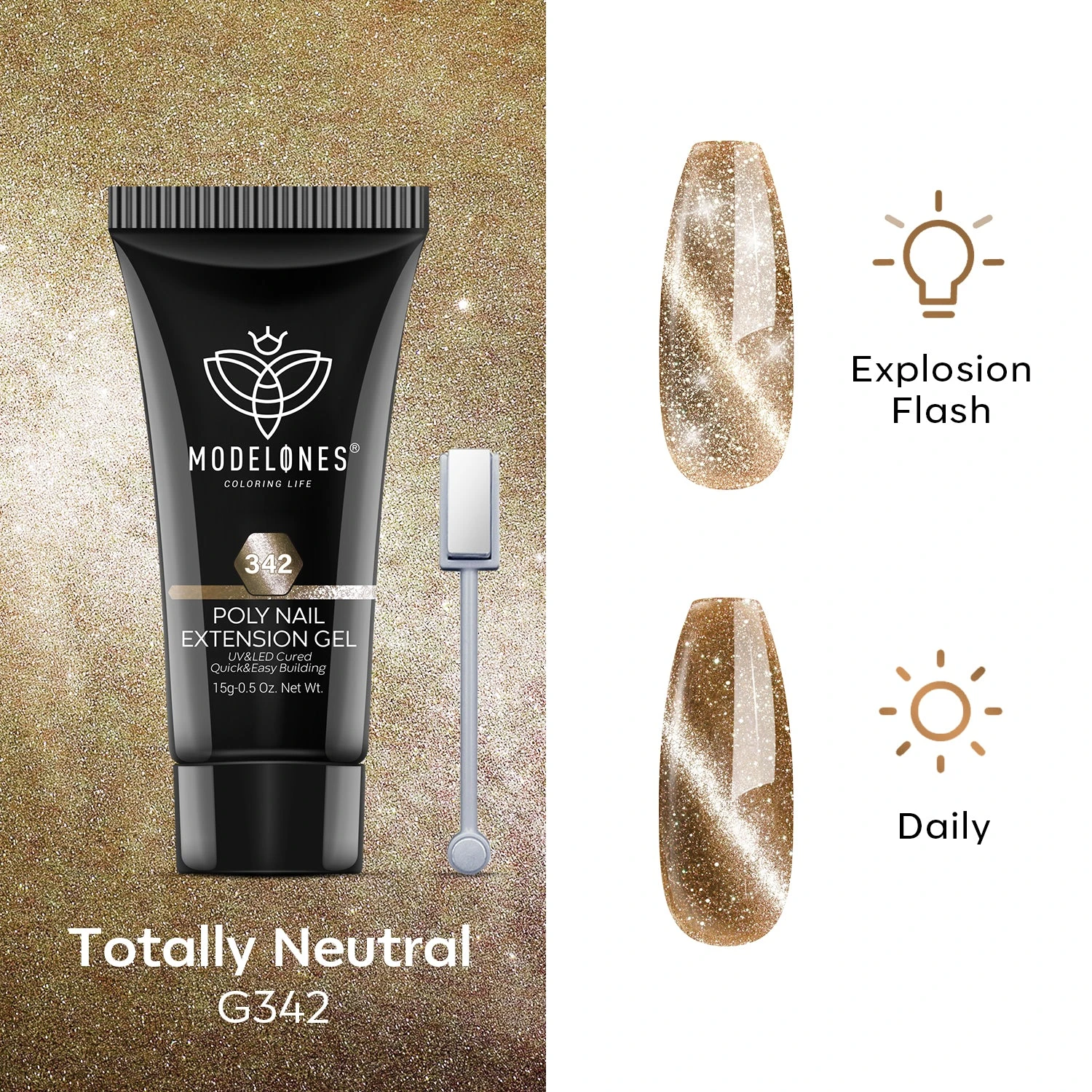 Totally Neutral - Cat Eye Poly Nail Gel (15g) 3 Totally Neutral - Cat Eye Poly Nail Gel (15g)