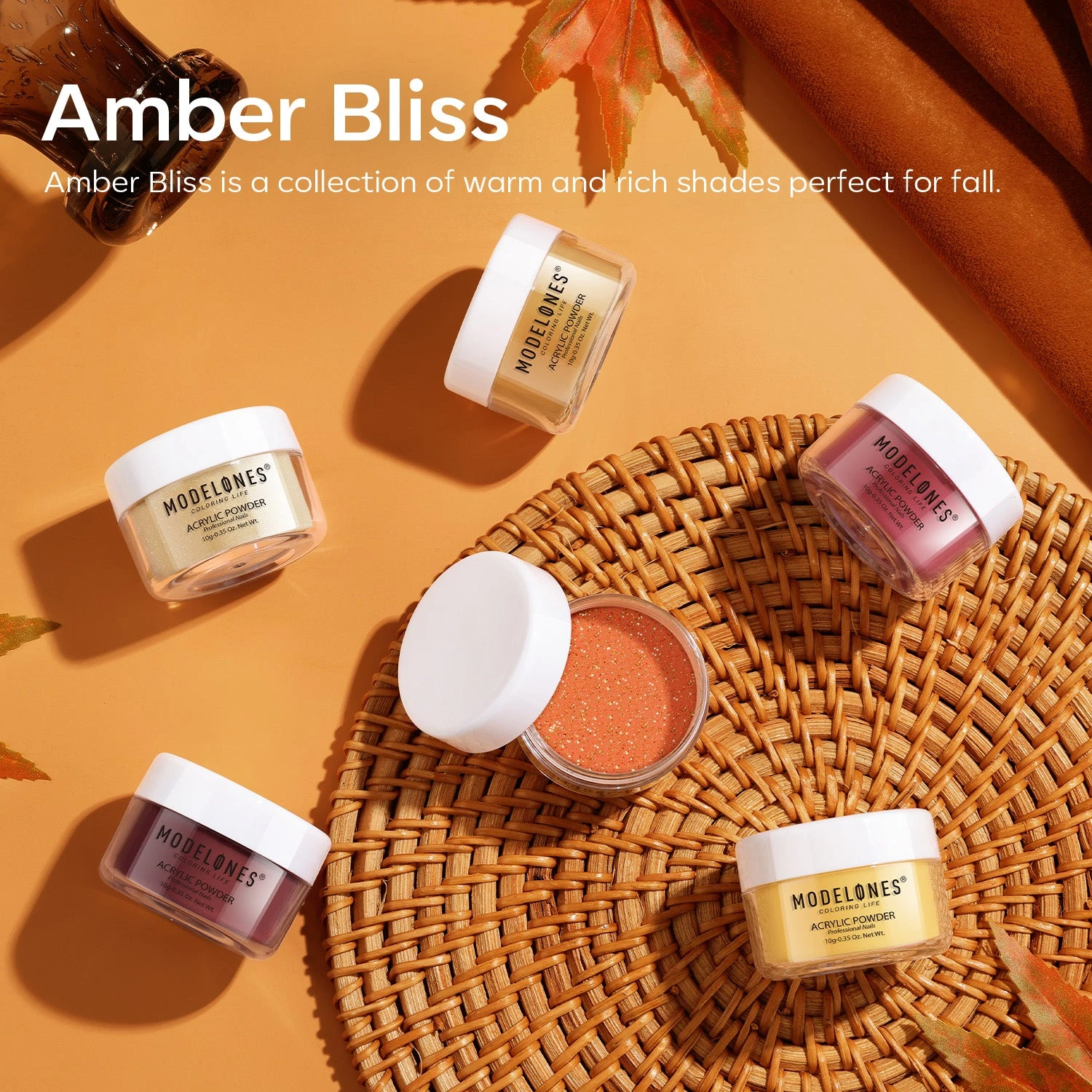 Amber Bliss - 6Pcs Acrylic Powder Set (0.35 Oz) 4 Amber Bliss - 6Pcs Acrylic Powder Set (0.35 Oz) - Image 2
