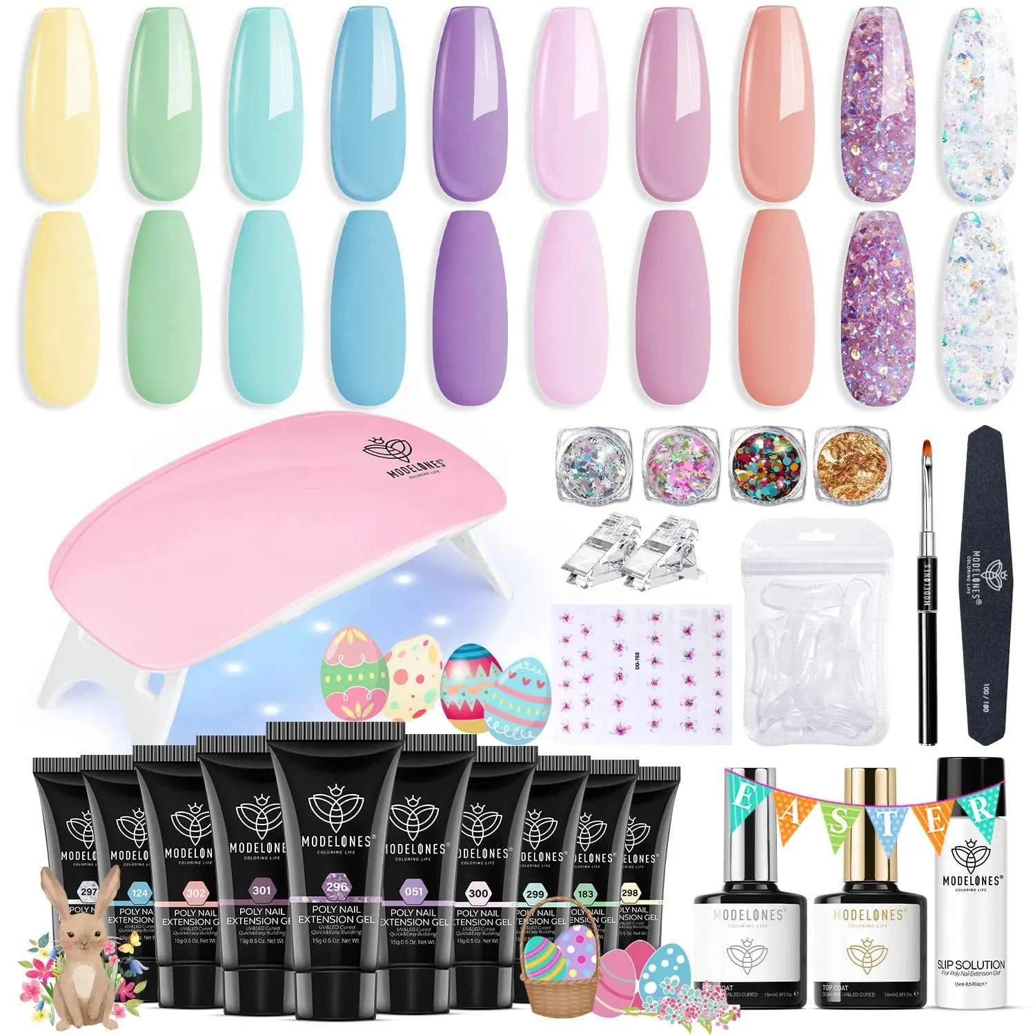 Pastel Paradise -24Pcs 10 Colors Poly Nail Gel Kit 【US ONLY】 3 Pastel Paradise -24Pcs 10 Colors Poly Nail Gel Kit 【US ONLY】
