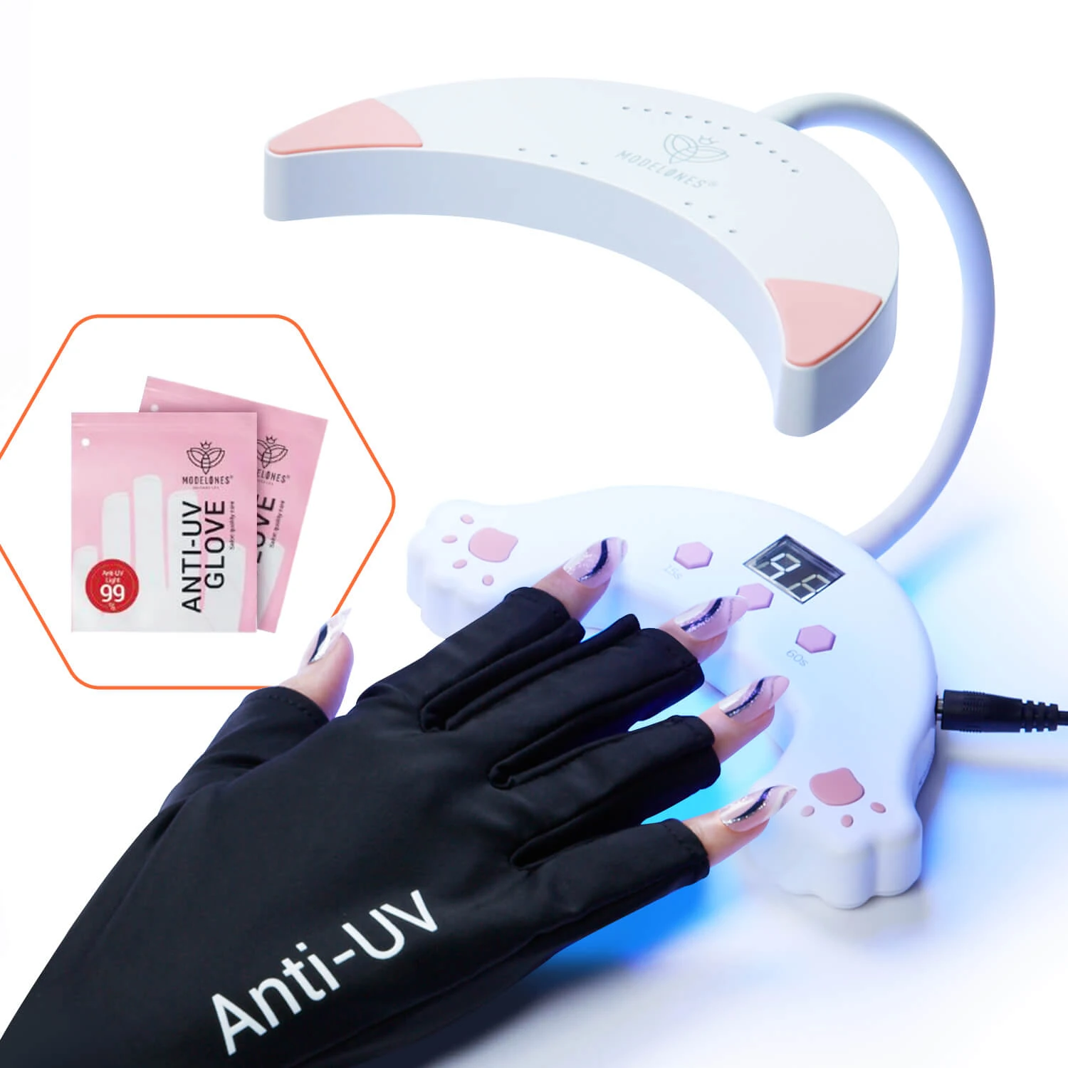 48W UV Gooseneck LED Nail Lamp With Glove 2 48W UV Gooseneck LED Nail Lamp With Glove