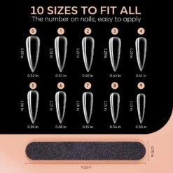 200Pcs Clear Stiletto Full Cover Nail Tips 11 200Pcs Clear Stiletto Full Cover Nail Tips -Mary Jully Nail Shop 200pcs stiletto full cover nail tips kit clear 223722