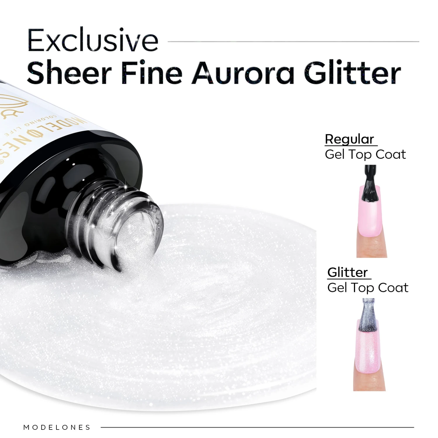 Ultra Fine White Aurora Clear Glitter Top Coat Gel 10ml 5 Ultra Fine White Aurora Clear Glitter Top Coat Gel 10ml - Image 3