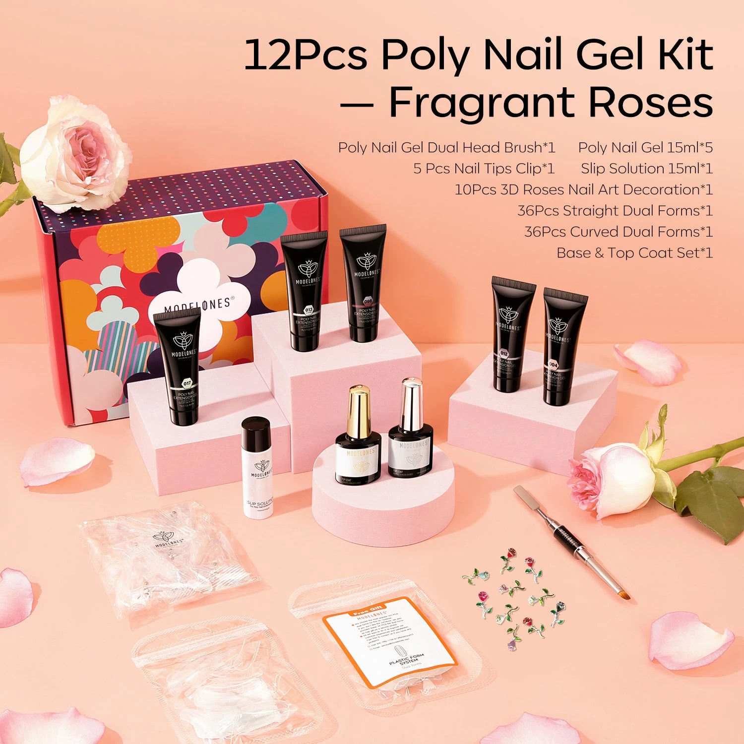 Fragrant Roses - 5 Colors Poly Nail Gel Kit - Gift For Mother's Day【Free Nail Art Gloves】 5 Fragrant Roses - 5 Colors Poly Nail Gel Kit - Gift For Mother's Day【Free Nail Art Gloves】 - Image 3
