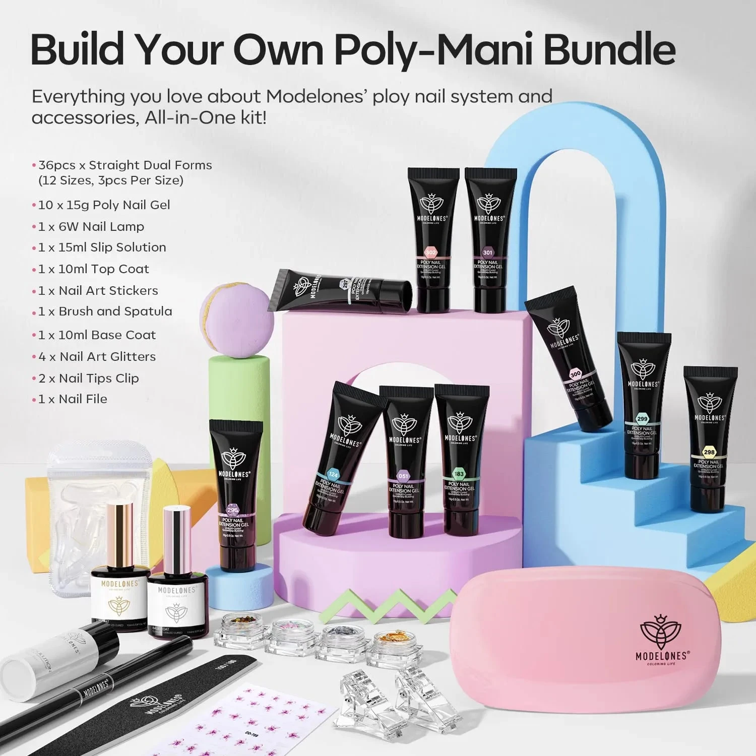 Pastel Paradise -24Pcs 10 Colors Poly Nail Gel Kit 【US ONLY】 4 Pastel Paradise -24Pcs 10 Colors Poly Nail Gel Kit 【US ONLY】 - Image 2