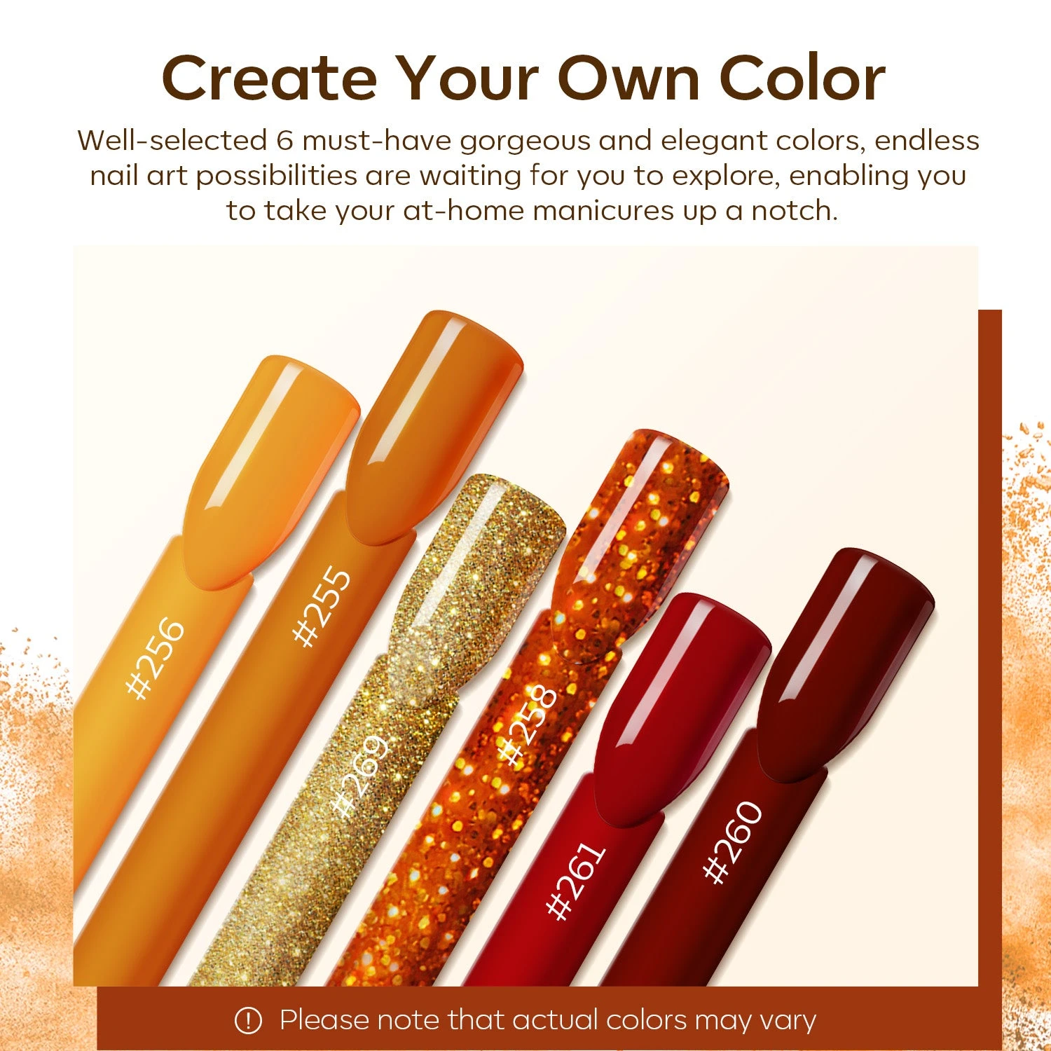 Amber Bliss - 6Pcs Acrylic Powder Set (0.35 Oz) 5 Amber Bliss - 6Pcs Acrylic Powder Set (0.35 Oz) - Image 3