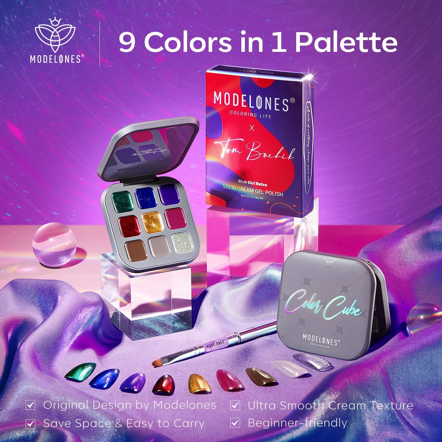 Rich Girl Retro - 4 Pcs 9 Shades Solid Cream Gel Polish Color Cube Kit 4 Rich Girl Retro - 4 Pcs 9 Shades Solid Cream Gel Polish Color Cube Kit - Image 2