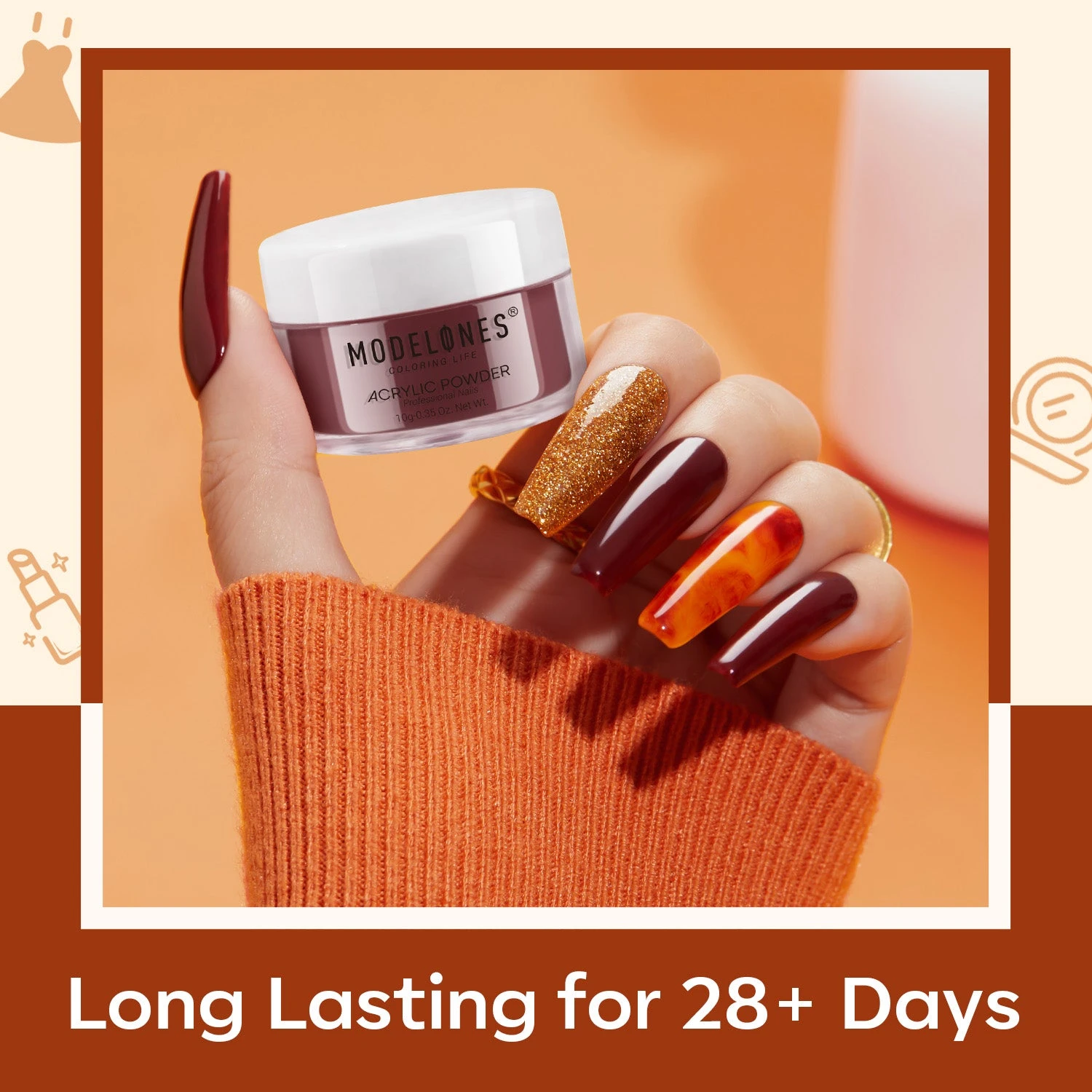 Amber Bliss - 6Pcs Acrylic Powder Set (0.35 Oz) 8 Amber Bliss - 6Pcs Acrylic Powder Set (0.35 Oz) - Image 6