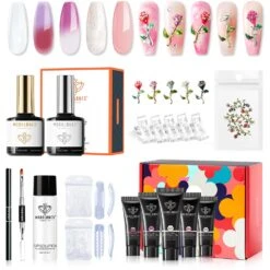 Fragrant Roses - 5 Colors Poly Nail Gel Kit - Gift For Mother's Day【Free Nail Art Gloves】
