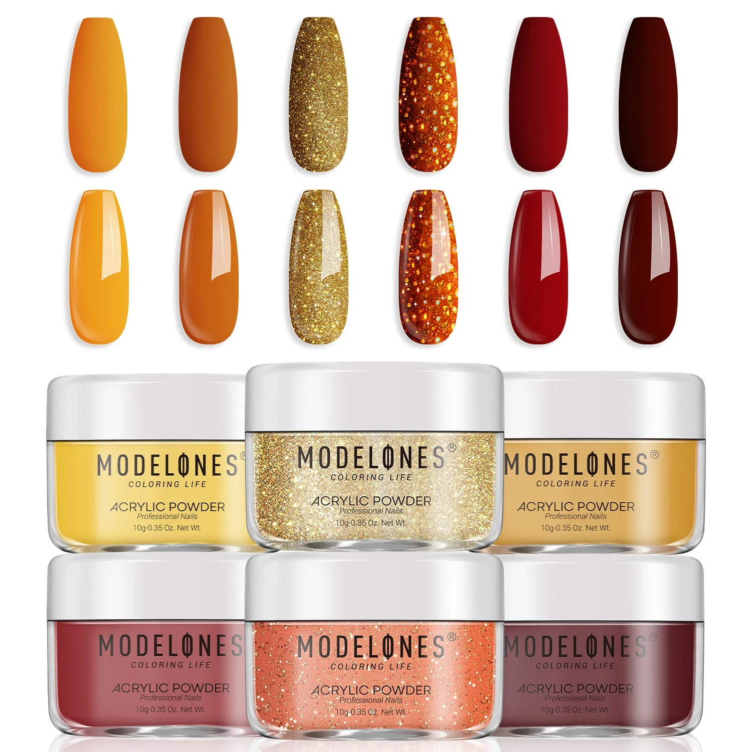 Amber Bliss - 6Pcs Acrylic Powder Set (0.35 Oz) 3 Amber Bliss - 6Pcs Acrylic Powder Set (0.35 Oz)