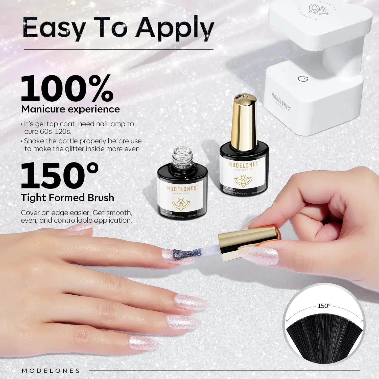 Ultra Fine White Aurora Clear Glitter Top Coat Gel 10ml 9 Ultra Fine White Aurora Clear Glitter Top Coat Gel 10ml - Image 7