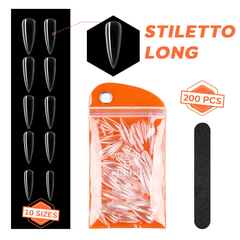 200Pcs Clear Stiletto Full Cover Nail Tips 3 200Pcs Clear Stiletto Full Cover Nail Tips