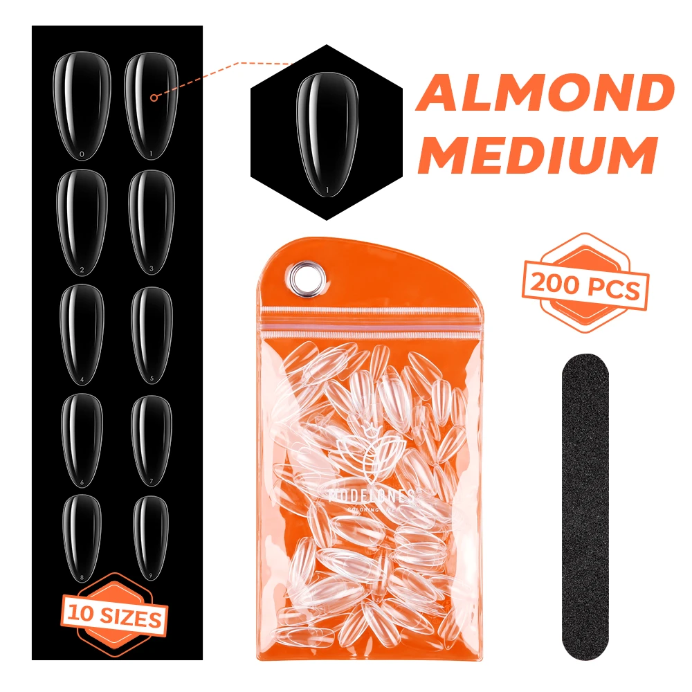 200Pcs Clear Almond Full Cover Nail Tips 2 200Pcs Clear Almond Full Cover Nail Tips