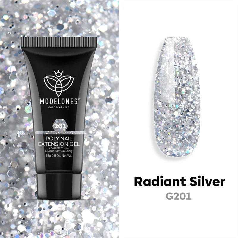 Radiant Silver - Poly Nail Gel (15g) 3 Radiant Silver - Poly Nail Gel (15g)