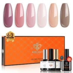 Nude Pink - 9Pcs 6 Colors Gel Nail Polish Kit -Mary Jully Nail Shop Modelones Gel polish set B101020412A 1