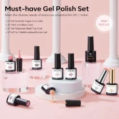 Nude Pink - 9Pcs 6 Colors Gel Nail Polish Kit -Mary Jully Nail Shop Modelones Gel polish set B101020412A 2
