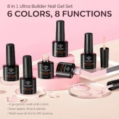 Nude Pink - 6Pcs 8-in-1 Builder Nail Gel Set 7ml 11 Nude Pink - 6Pcs 8-in-1 Builder Nail Gel Set 7ml -Mary Jully Nail Shop Modelones builder nail gel B117050002A 2