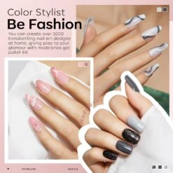 Glittery Black - 20Pcs 6 Colors Gel Nail Polish Kit With 6W Nail Lamp【US ONLY】 -Mary Jully Nail Shop Modelones gel polish kit B101030064A 4