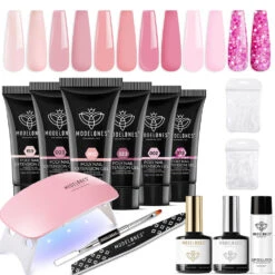 Tender Pink - 14Pcs 6 Colors Poly Nail Gel Kit