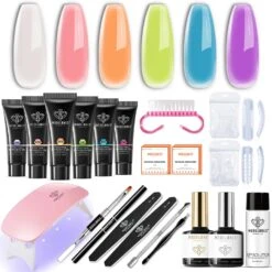 Glow In The Dark - 6 Colors Luminous Poly Nail Gel Kit -Mary Jully Nail Shop bring the energy 19pcs poly nail gel kit 184773