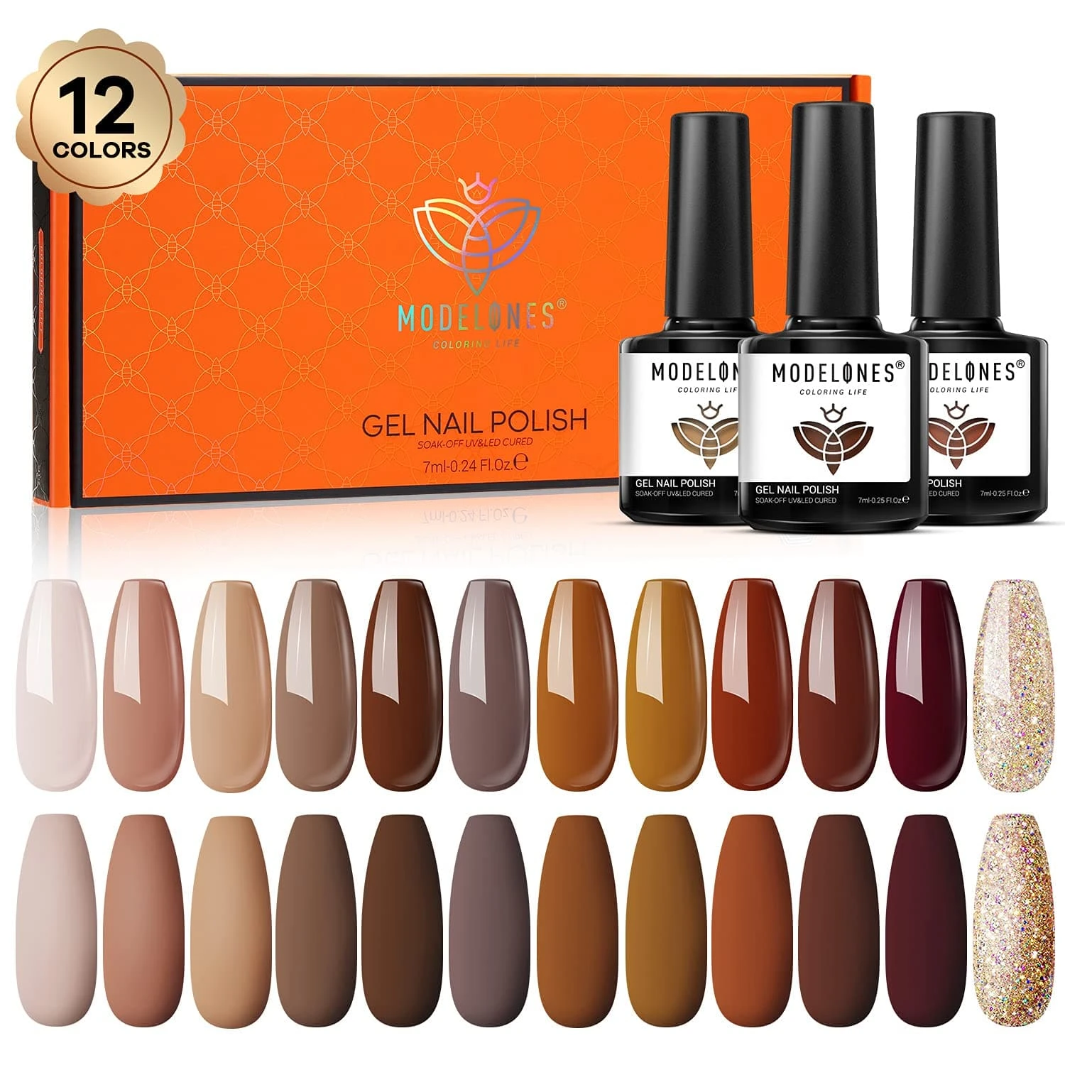 Cappuccino - 12 Pcs Gel Nail Polish Set【US ONLY】 3 Cappuccino - 12 Pcs Gel Nail Polish Set【US ONLY】