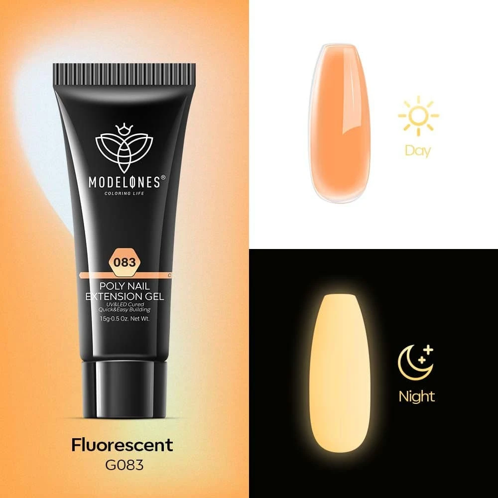 Fluorescent Orange - Luminous Poly Nail Gel (15g) 3 Fluorescent Orange - Luminous Poly Nail Gel (15g)