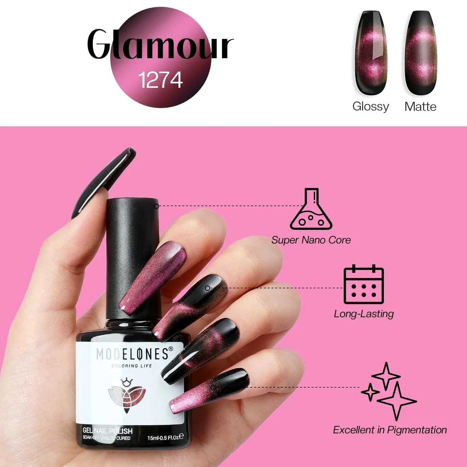 Glamour - Modelones Gel Nail Polish Inspire Gel 15ml 7 Glamour - Modelones Gel Nail Polish Inspire Gel 15ml - Image 5