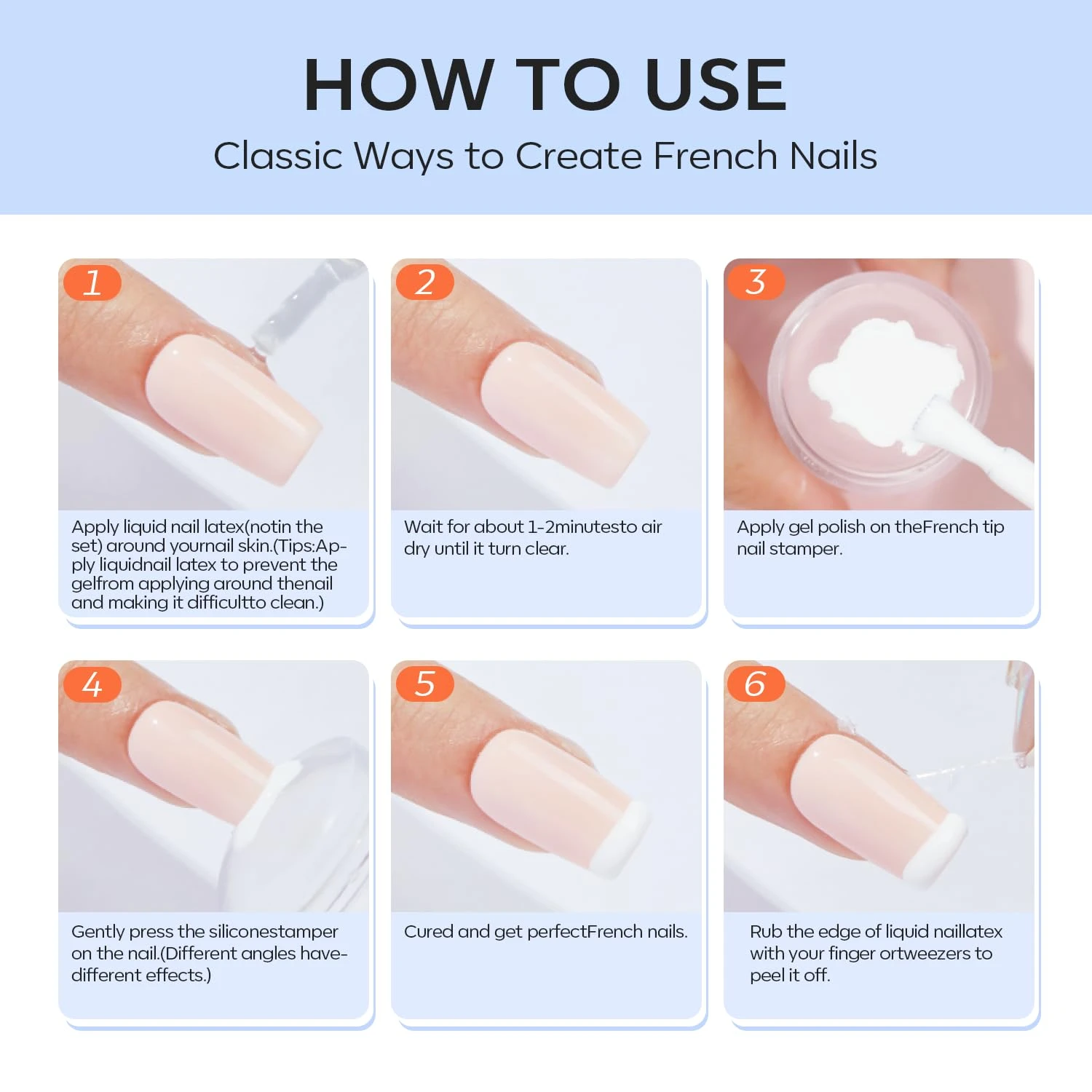 6Pcs French Manicure Nail Stamper Kit 10 6Pcs French Manicure Nail Stamper Kit - Image 8