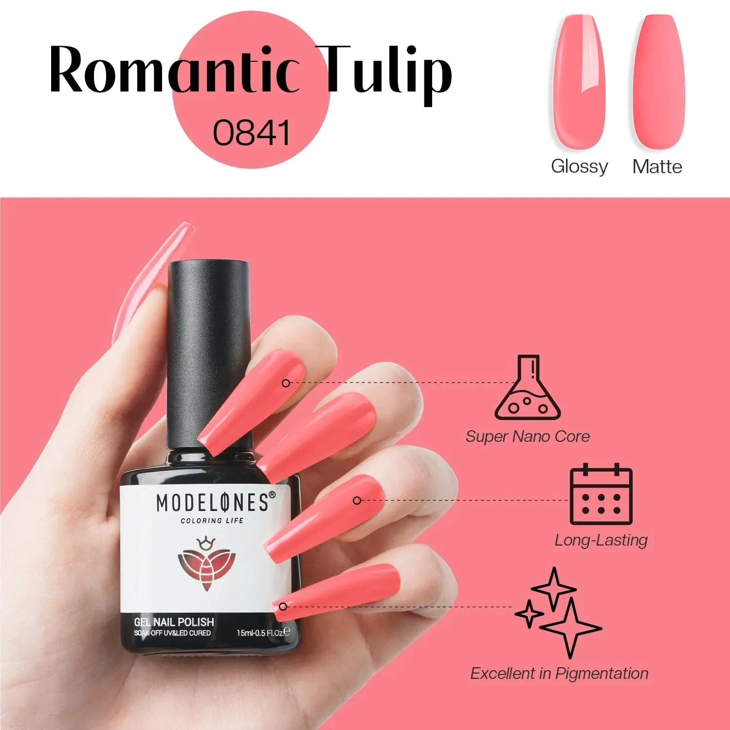 Romantic Tulip - Modelones Gel Nail Polish Inspire Gel 15ml 7 Romantic Tulip - Modelones Gel Nail Polish Inspire Gel 15ml - Image 5
