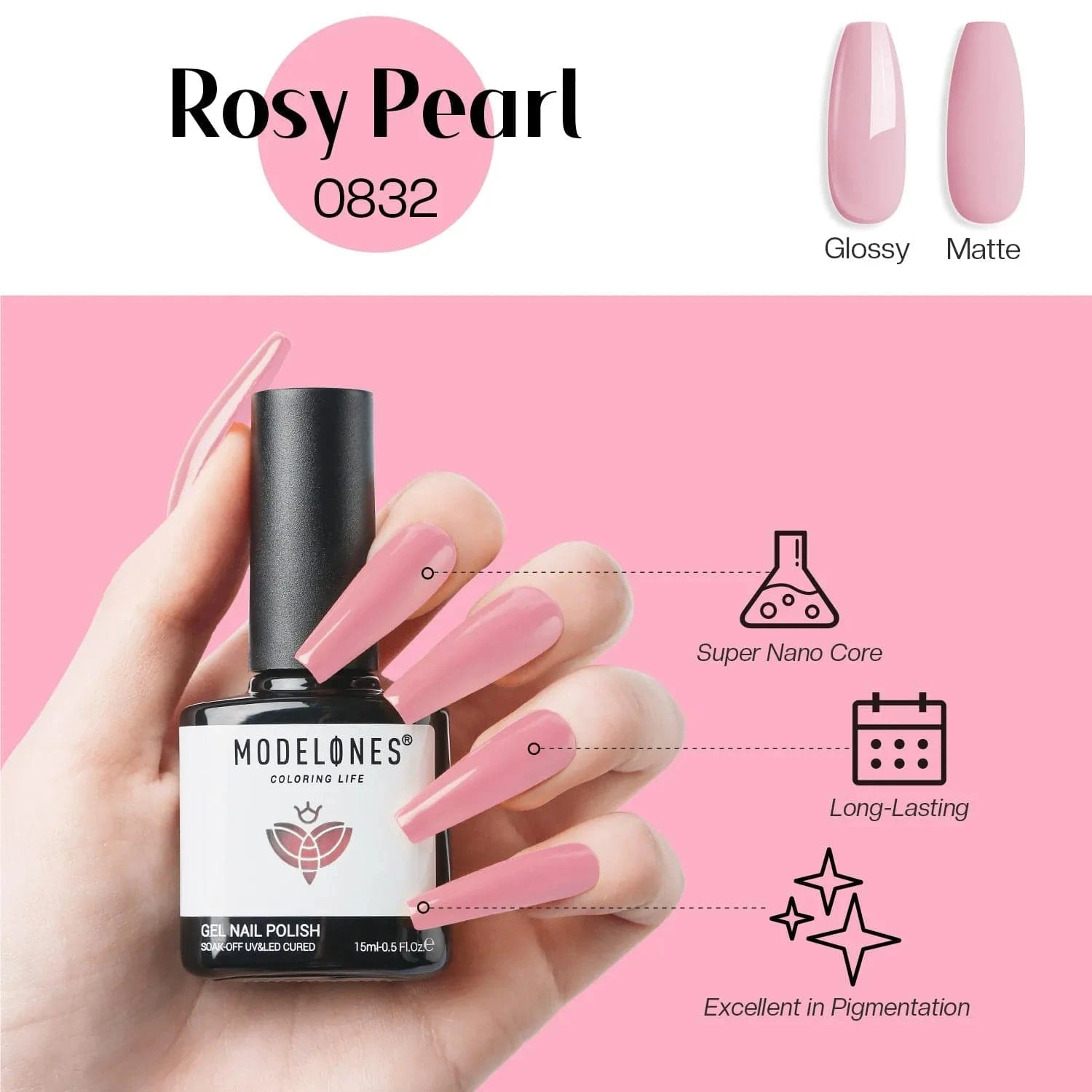 Rosy Pearl - Modelones Gel Nail Polish Inspire Gel 15ml 7 Rosy Pearl - Modelones Gel Nail Polish Inspire Gel 15ml - Image 5