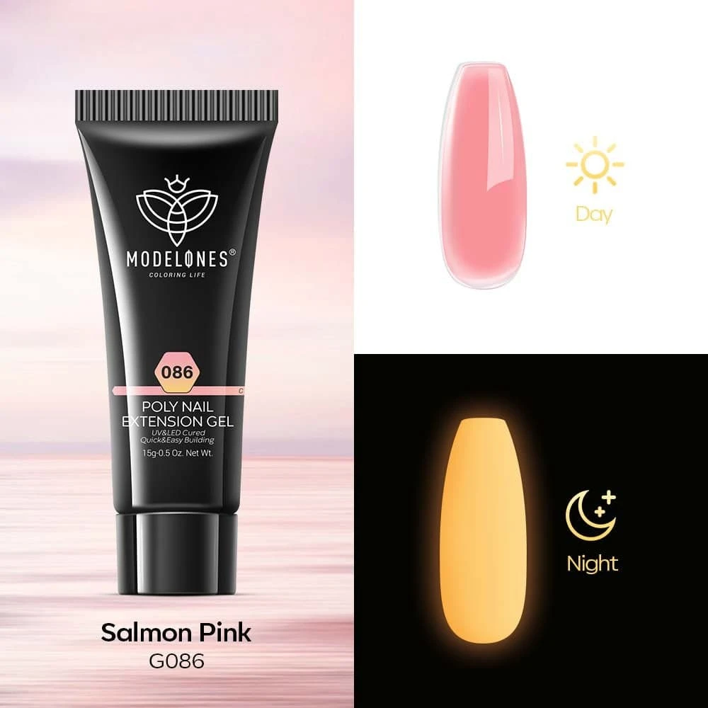 Salmon Pink - Luminous Poly Nail Gel (15g) 3 Salmon Pink - Luminous Poly Nail Gel (15g)